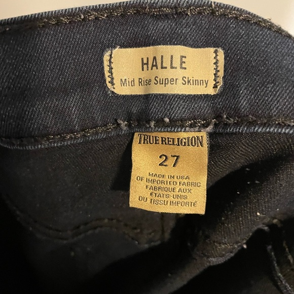 True Religion Halle Super Skinny Midrise Dark Wash Denim Designer Jeans 27” - Picture 6 of 7